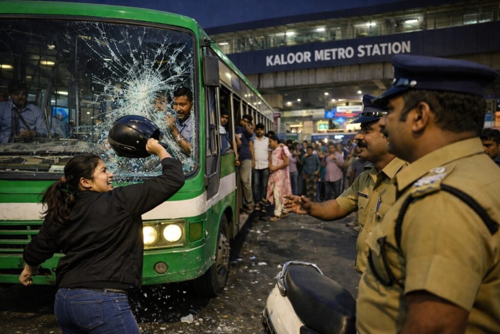 Kochi Kaloor Bus Scooter Clash
